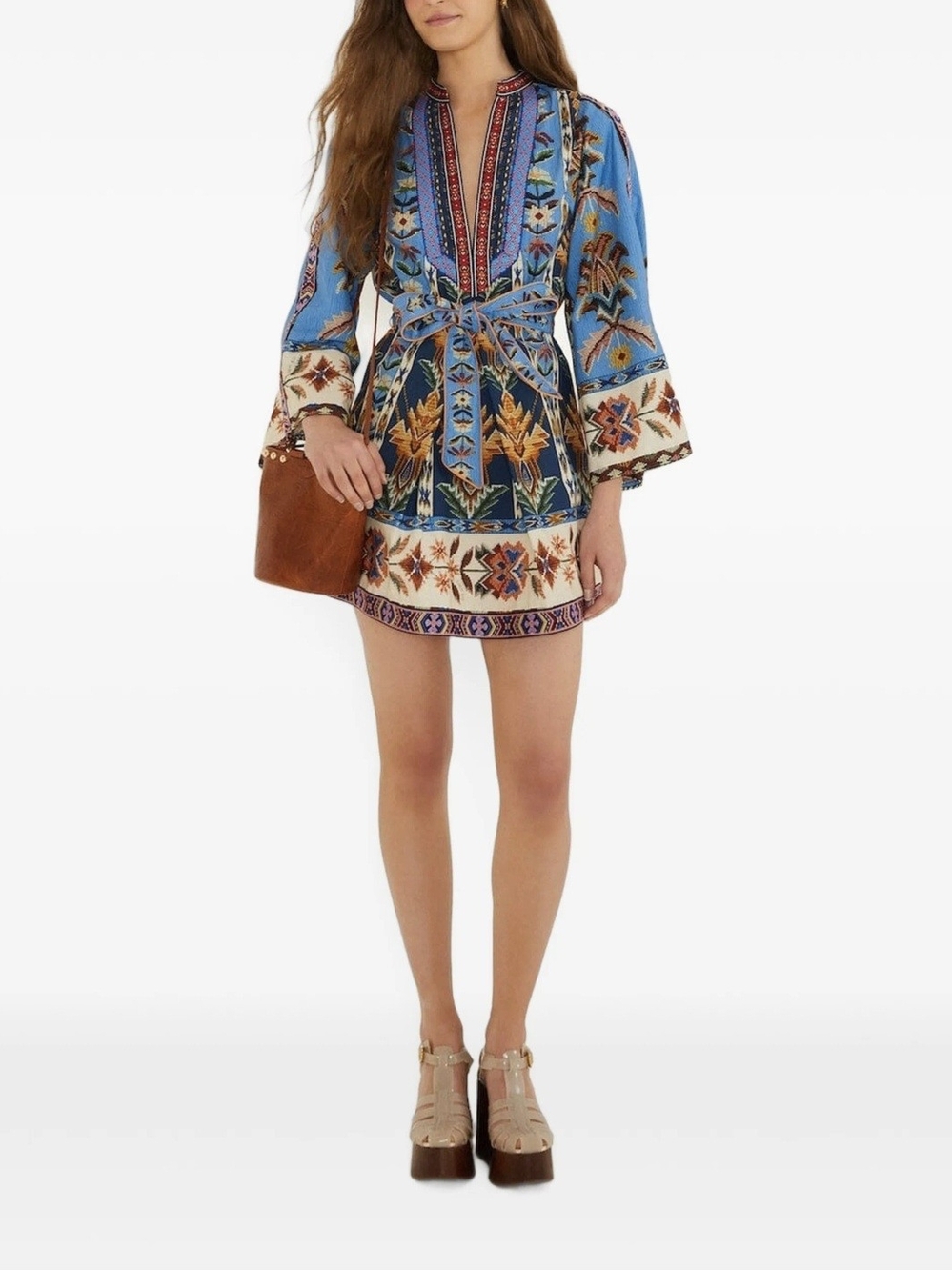 FARM Rio Blue Embroidered Tapestry Mini Dress - Picture 2 of 4